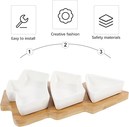 Miniatura 9 de Angoily Bandeja de cerámica con forma de árbol de Navidad para entretenimiento, plato de servir alimentos con base para aperitivos, aperitivos,