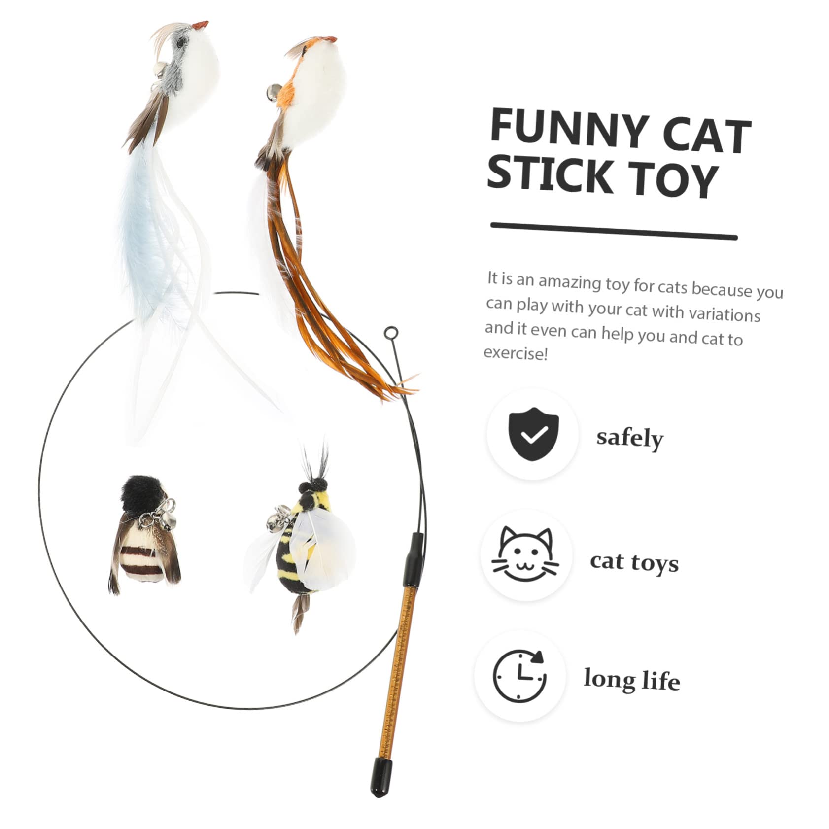 Happyyami 5sätze Katzenspielzeug Langen Stahlfeder-stäben Und Ersatzköpfen Interaktives Spielzeug Für Katzen Und Kätzchen Aktivität Und Spielverhalten Drinnen