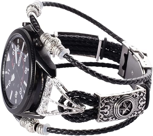 Compatible con Samsung Galaxy Watch 6, 5, 4 y 3, 1.575 in, 1.732 in, correa bohemia de cuero para hombres y mujeres de 0.78 pulgadas, joyería de