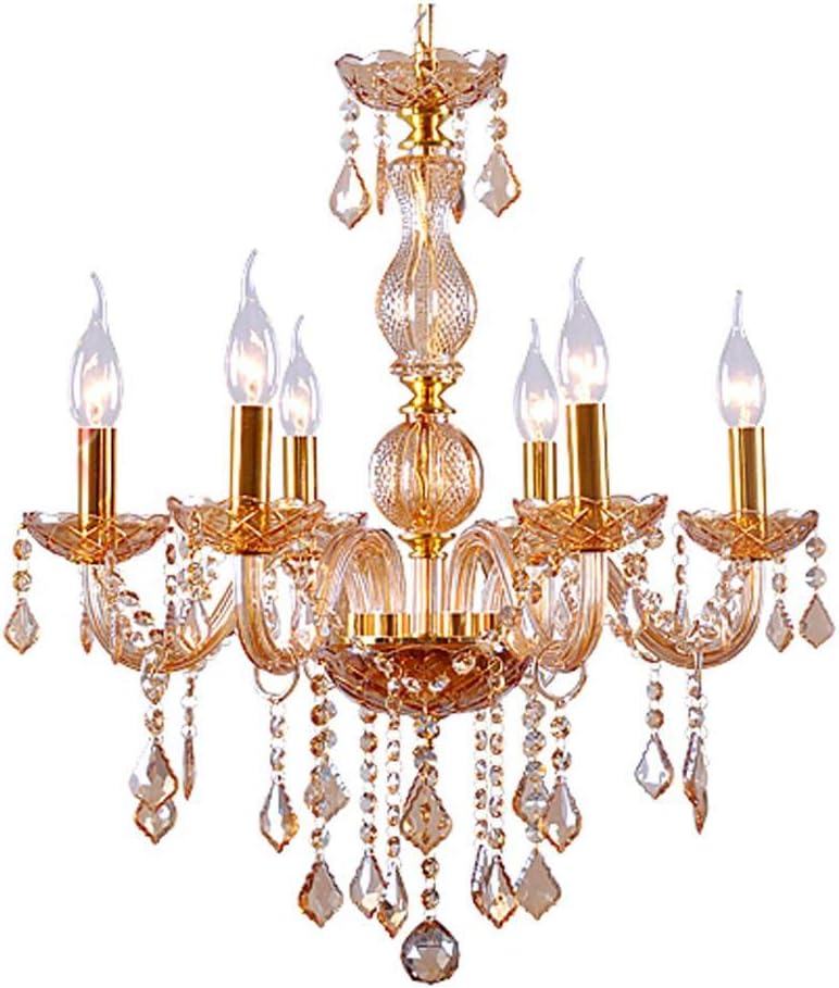 DEALKOO All Crystal Chandelier Lighting , 6 Lights , 21.3" x 35.4" Ceiling Fixture Pendant Lamp New Chandeliers 110V