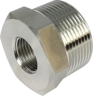 Stainless Steel Reducer Hex Bushing, 1-1/2" Male NPT to 1/2" Female NPT Threaded Bushing Pipe Hose Fitting