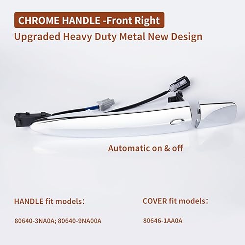 Miniatura 10 de PAIMOHO Manija de puerta exterior para Nissan Maxima Sentra Murano Leaf Manija de puerta cromada delantera izquierda y derecha inteligente con
