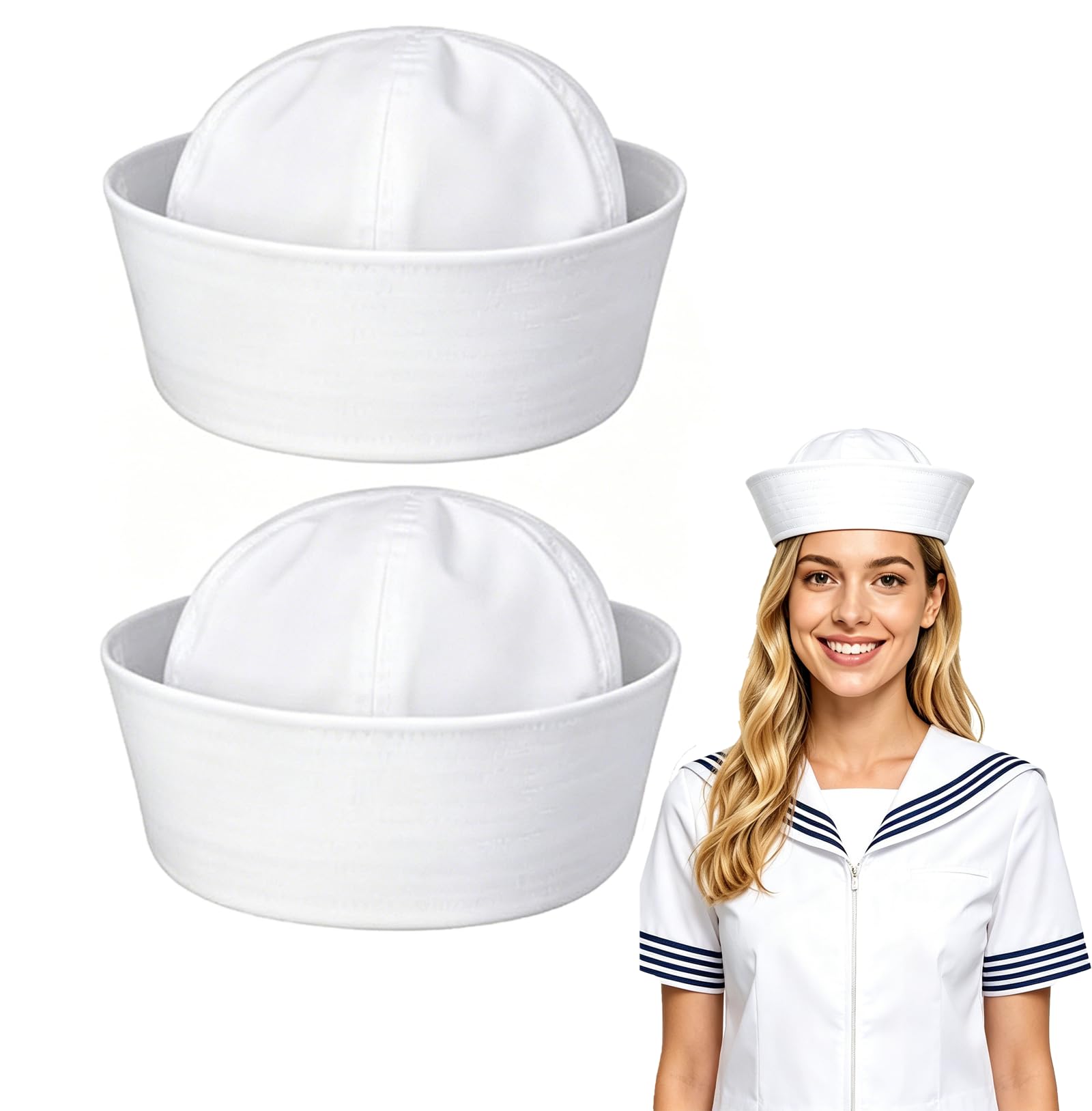 2Pcs Sailor Hats, 22In Party Hats with Classic Nautical Design, White Sailor Outfit Accessories for Costume Events and Boating Activities,Sailor Outfit for Themed Celebrations and Golf Fancy Dress