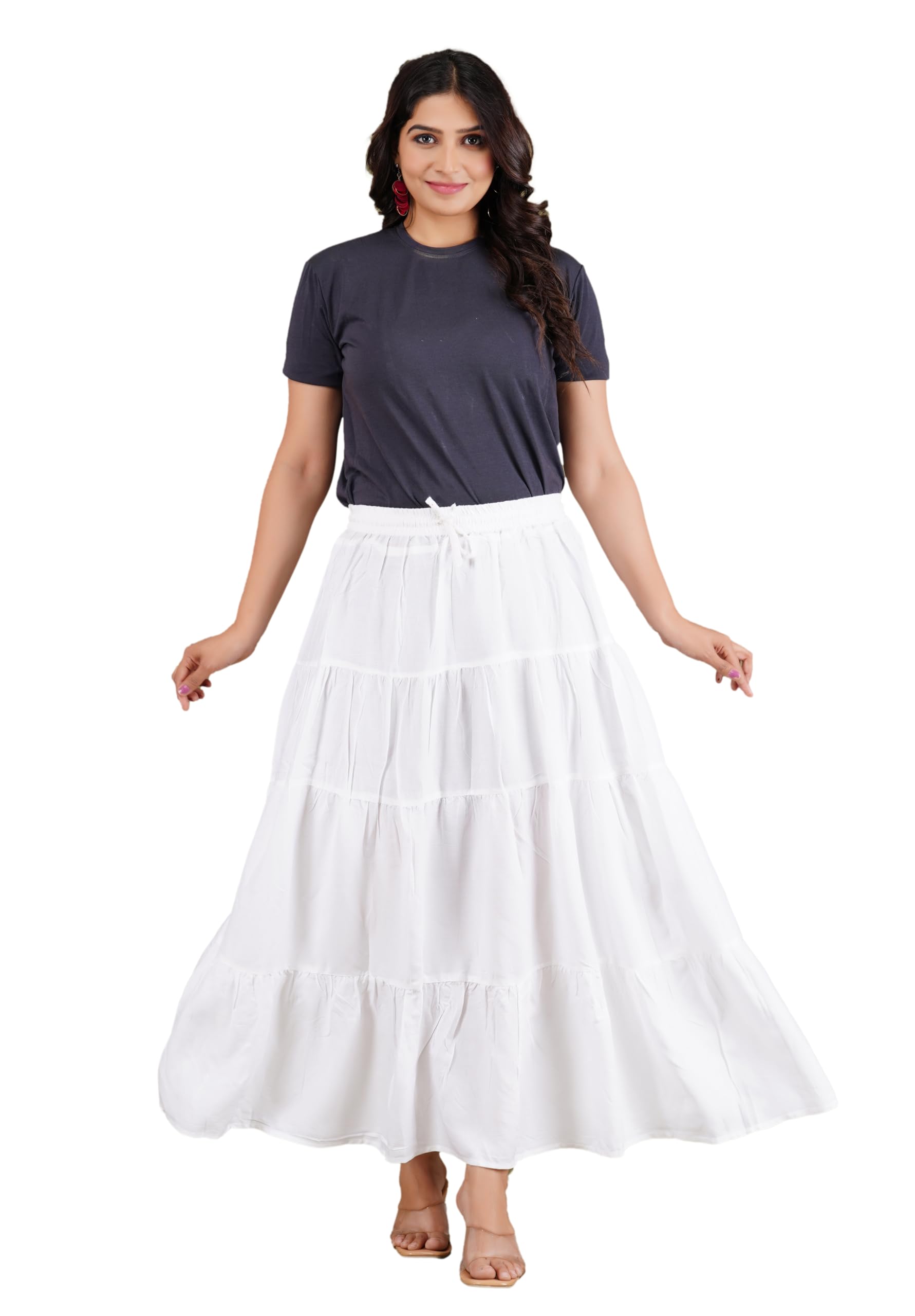 JANVI CREATION'S Women Solid Flared Maxi Skirt-picture-34