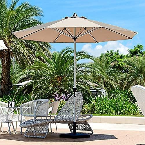 Patio Umbrella OutdoorFoldable Garden Parasols, Aluminum Alloy Beach Umbrellas For Sunshade, Shop Center Pillar Umbrellas, Hand Storage, For Beaches, Shops, Khaki good