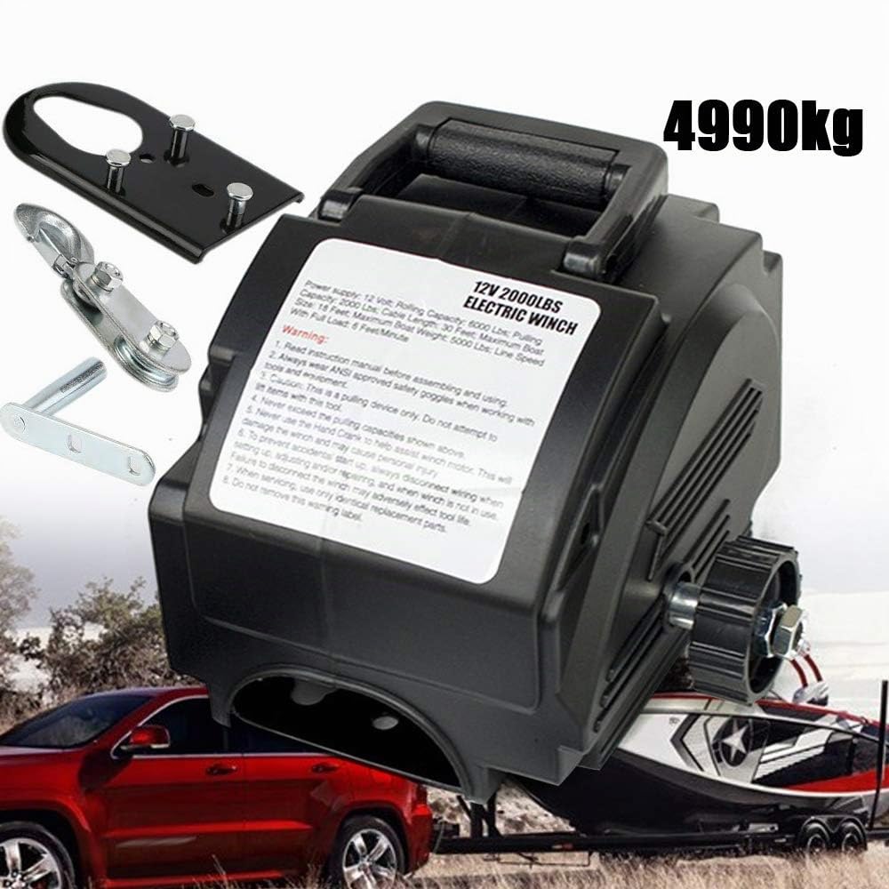Cabrestante eléctrico de 12 V, 4990 kg, fuerza de tracción, cabrestante para barco con motor, mando a distancia, construcción robusta, versátil para barcos, vehículos y más