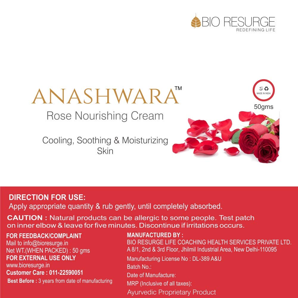BIO RESURGE LIFE Anashwara Natural Rose Nourishing Cream For Soft & Smooth Skin And Remove Acne Marks 50 Gms - Image 3 thumbnail