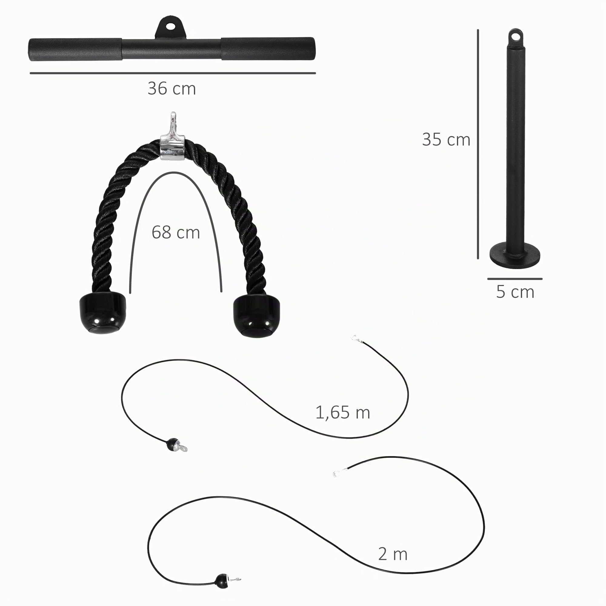 SPORTNOW Sistema di pulegge con peso fai-da-te per palestra domestica | Sistema di lat pulldown, allenamento per bicipiti tricipiti braccia spalle schiena