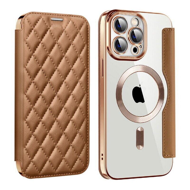 Housse iPhone 13 Pro Max marron avec porte-carte pour simplifier vos sorties