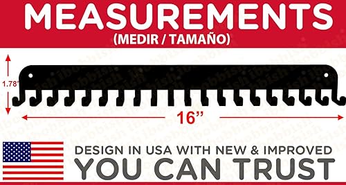 Miniatura 4 de Percha de exhibición de medallas de alta calidad que nunca te rindas con 20 ganchos, exhibición de medallas para pared con 16 pulgadas, exhibición