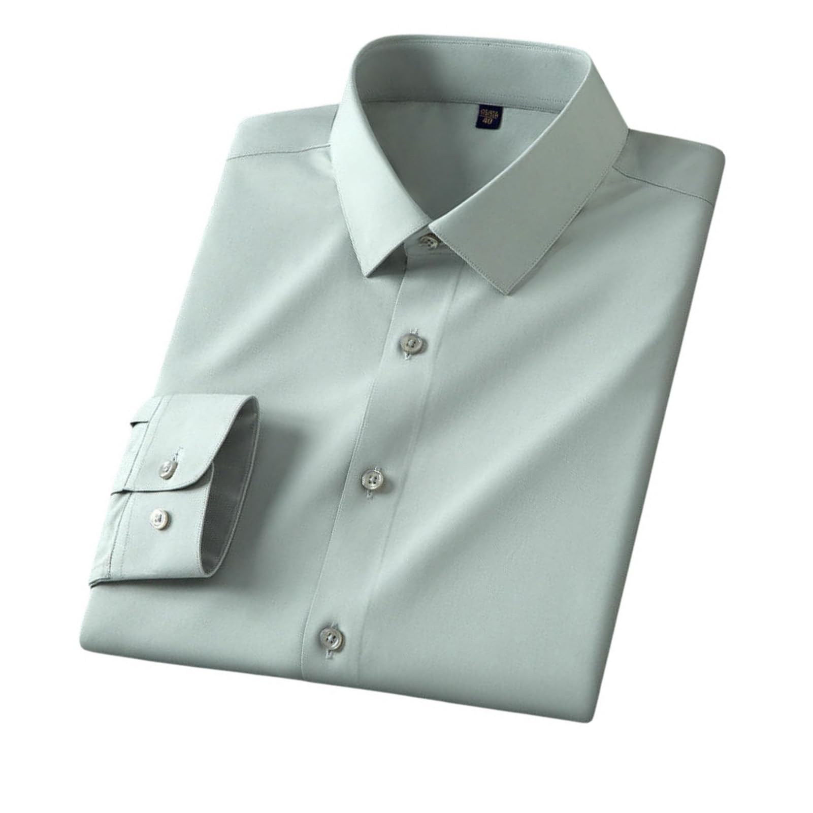 Camicia da uomo in seta di gelso a maniche lunghe, anti-rughe, senza pieghe, per affari di mezza età