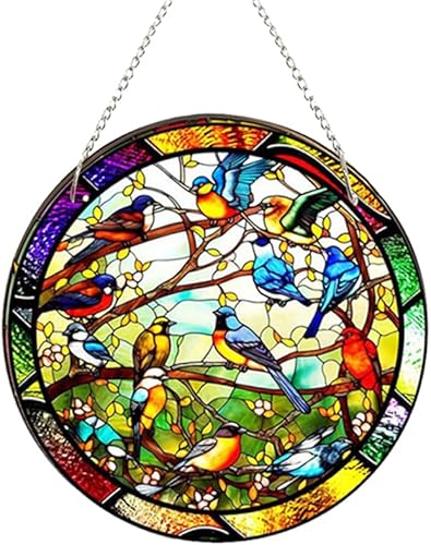 Adorno acrílico manchado para colgar en la ventana, panel de decoración de pared acrílico, coloridos colgantes de ventana para decoración de