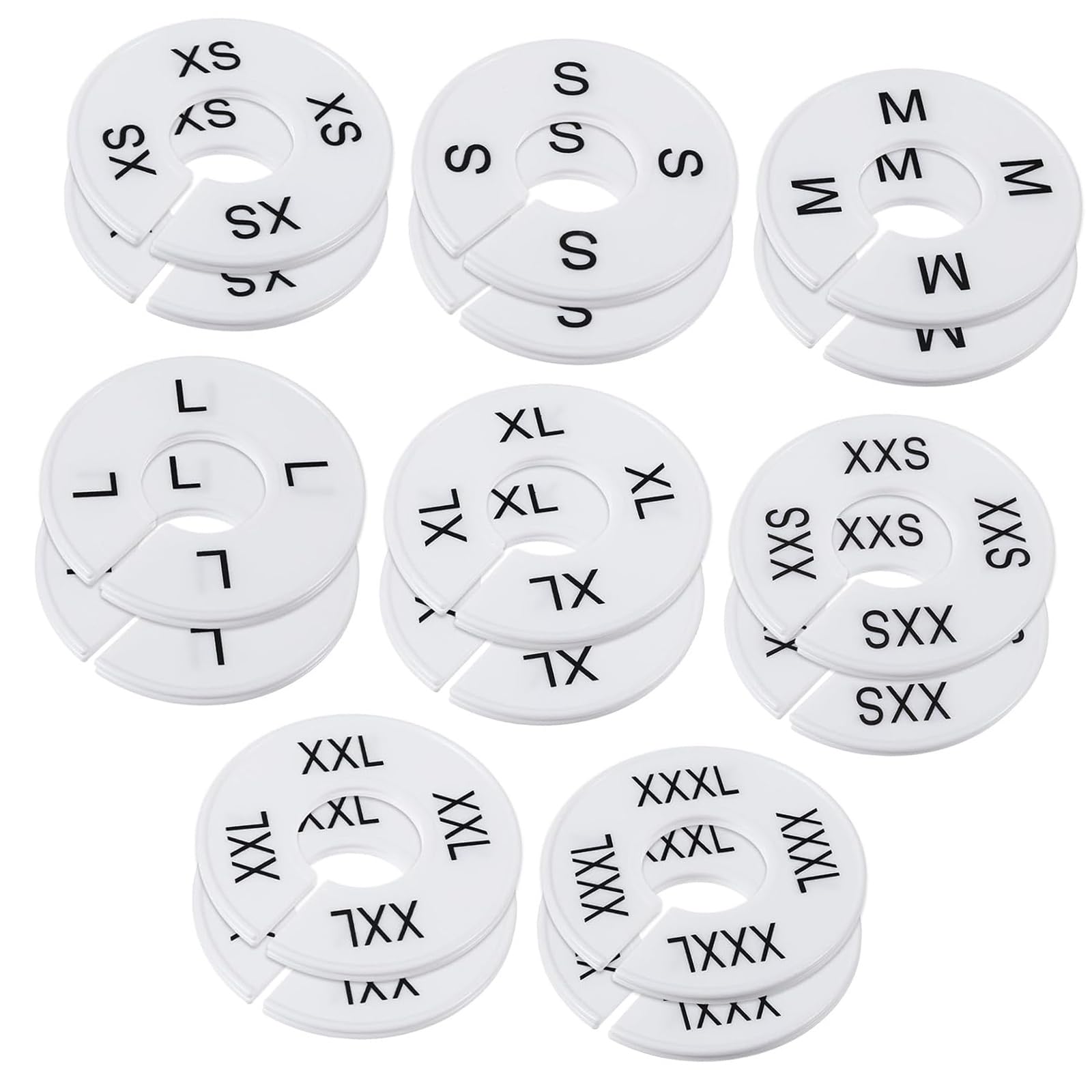 Xinsheinelry 16Pcs Clothing Size Labels for Garment Racks with Marked Size From XXS to XXXL for Easy Organization Markers