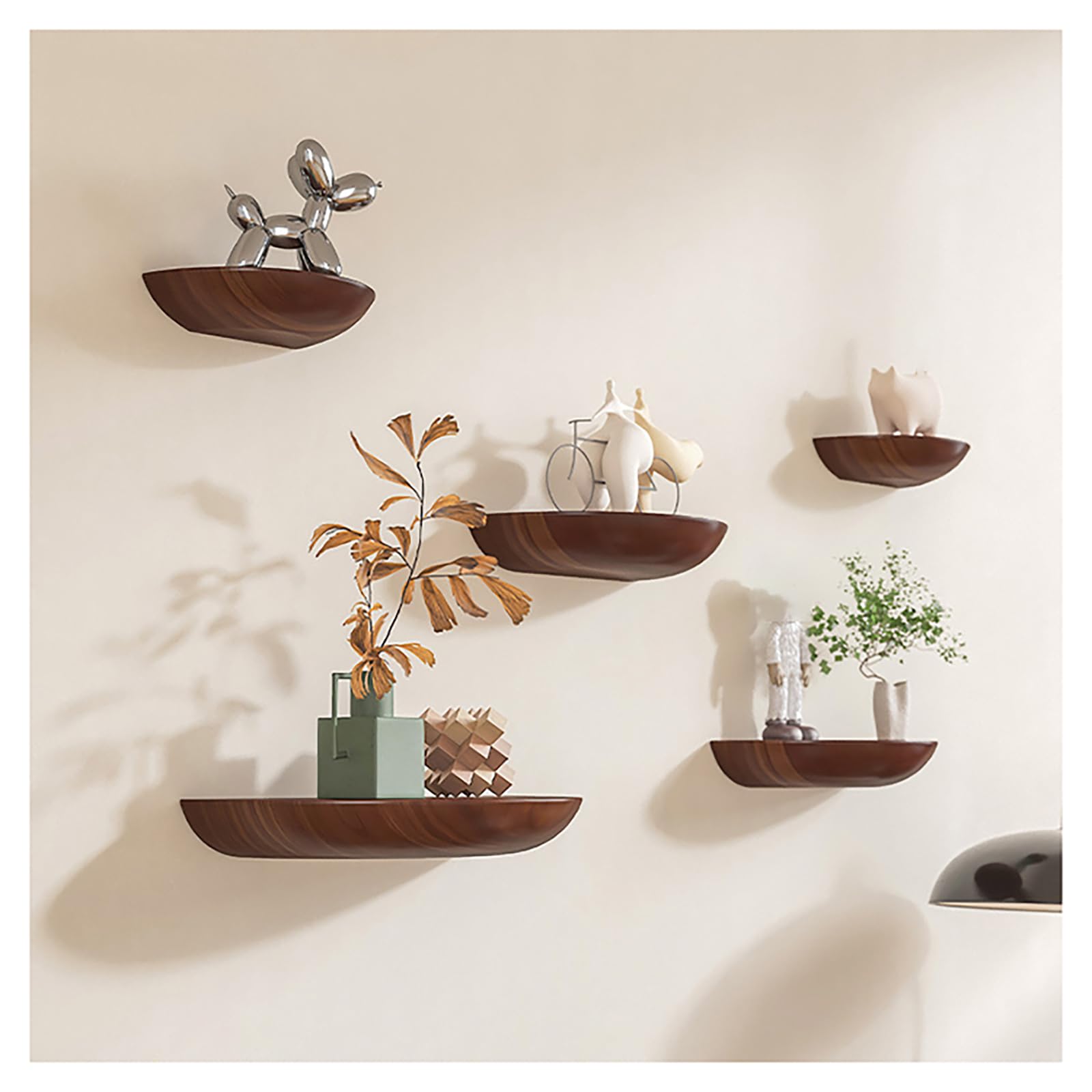 Étagères en bois massif pour cheminée, cuisine et salon - Design demi-lune