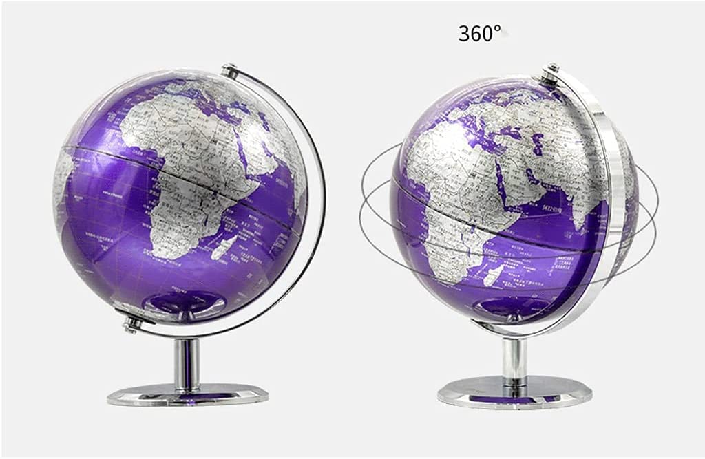 globus Educatieve aardrijkskundebol met chromen metalen voet en hd-kaart wereldbol voor thuis, op kantoor en in de klas jasne