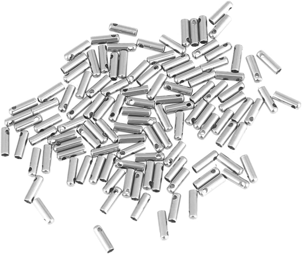 KALLORY 100 Pcs Stainless Steel Chain Connectors Sturdy Cord End Caps for Jewelry Making Easy to Use Bead Caps for Crafting and DIY Projects