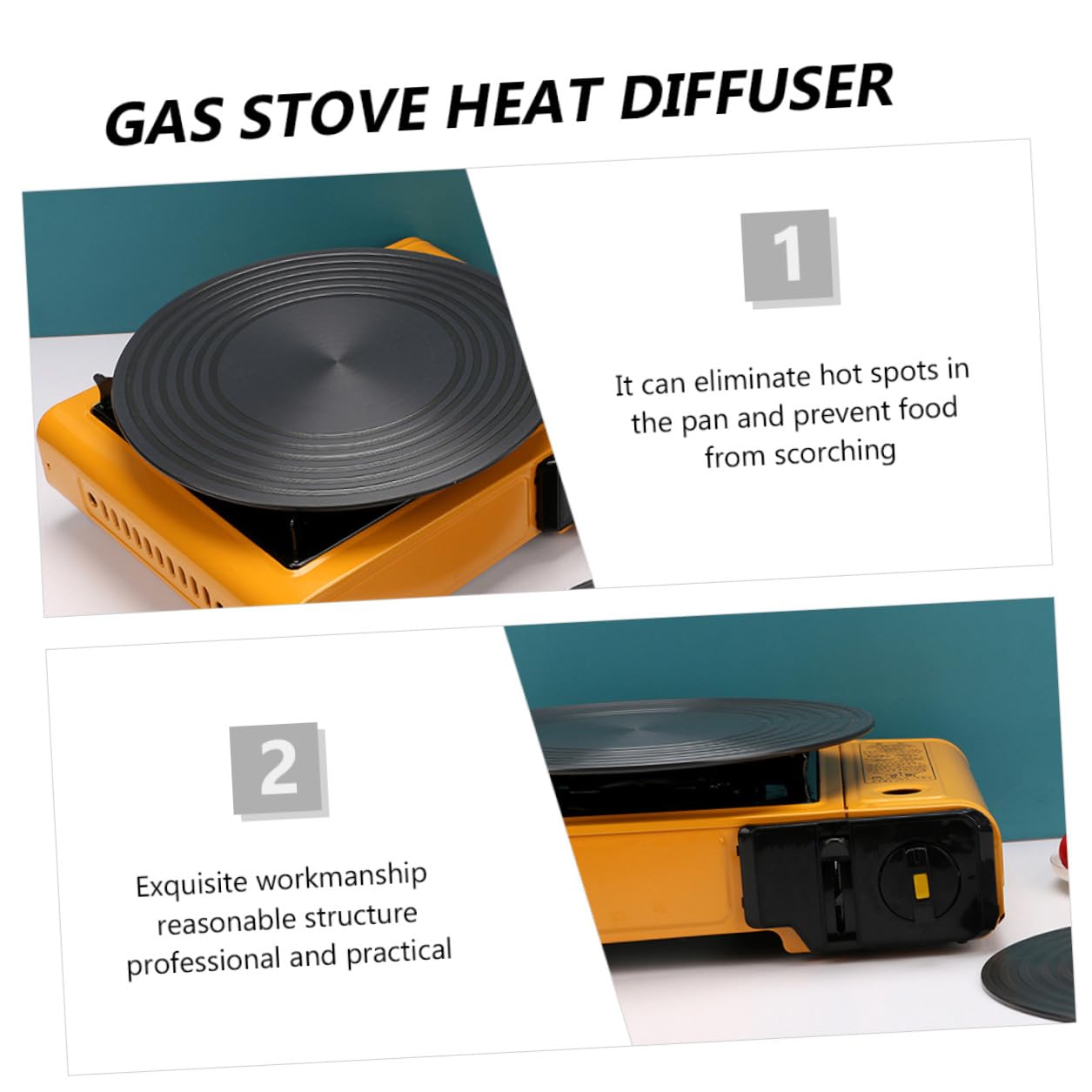 VICASKY Diffusore di Calore per Fornello Gas 28cm in Alluminio Nero Piastra Rotonda Antiscottatura e Sbrinamento per Cucina Domestica