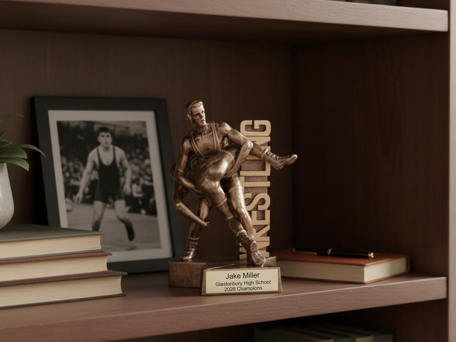 Billboard Wrestling Trophy 8.5 Inch Custom Engraved Award for Wrestling Tournaments Champions Team MVP Recognition School Clubs and Championships