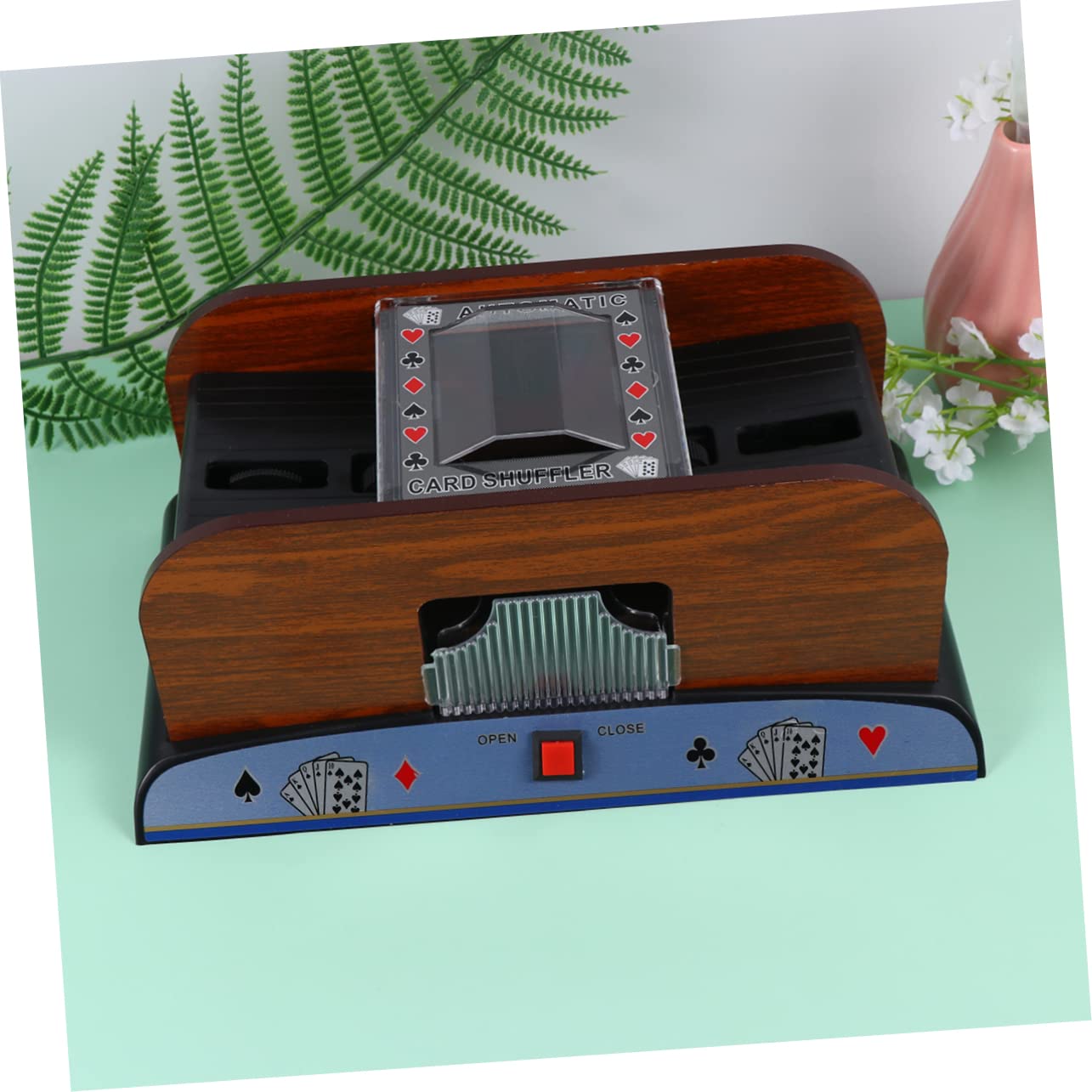 Mélangeur Automatique De Cartes à Jouer pour Joueurs De Poker Et Bridge Format Double Paquet en Bois Gestion sans Pile Outil De Mélange pour Jeux De Société Usage Ludique Et Compétitif