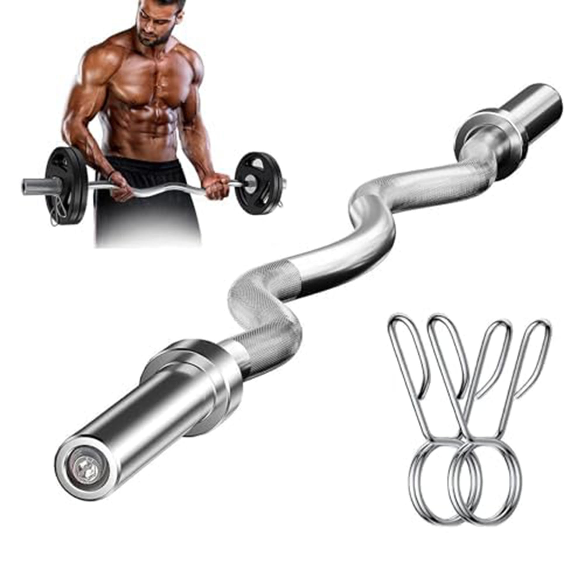 uyoyous Langhantelstange SZ Curlstang 120 cm Hantel Curl Stange Verchromt