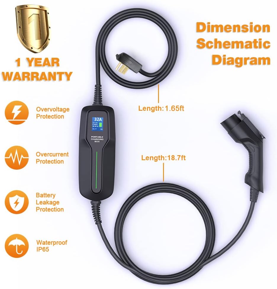 🛒 Crazy Deals BESENERGY EV Charger Level 2 40Amp NEMA14-50 220V-240V Upgraded Portable EV Charging Cable Faster Charging Station, Electric Vehicle Charger Compatible with All EV Cars