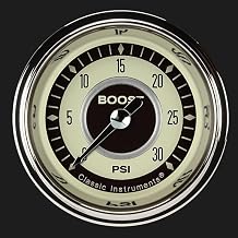 Classic Instruments NT142SLF Nostalgia 2-1/8"" Boost Gauge 30 PSI Electric