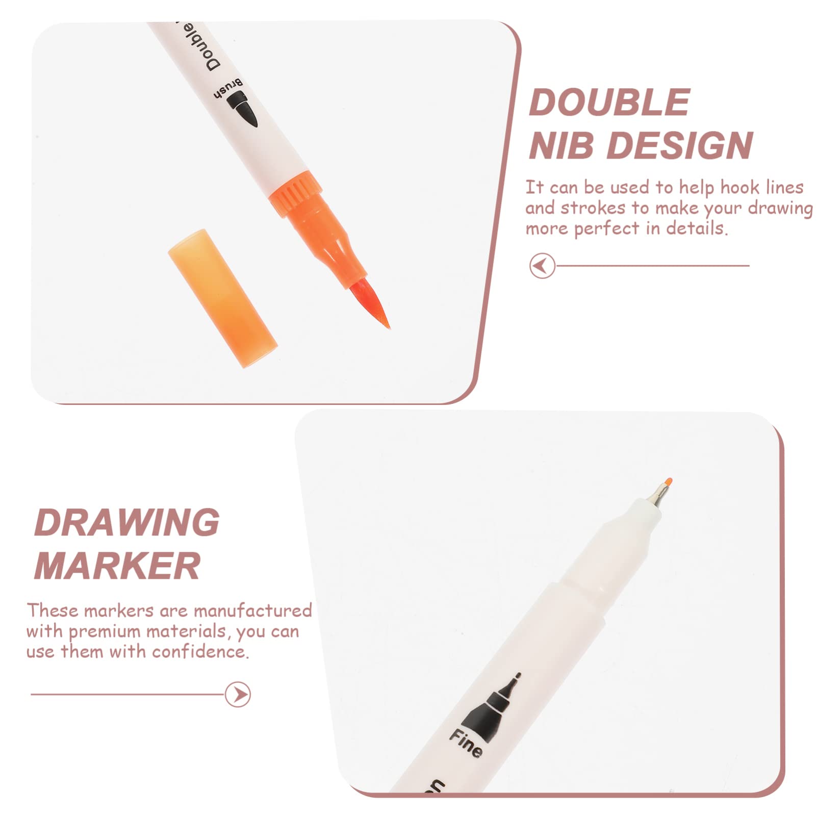 Lurrose Pennarelli Marker per Artisti 48 Pezzi Penne da Disegno | Colorazione e Scrittura Fluida, per Contorni e Doodling, Set Compatto in Plastica