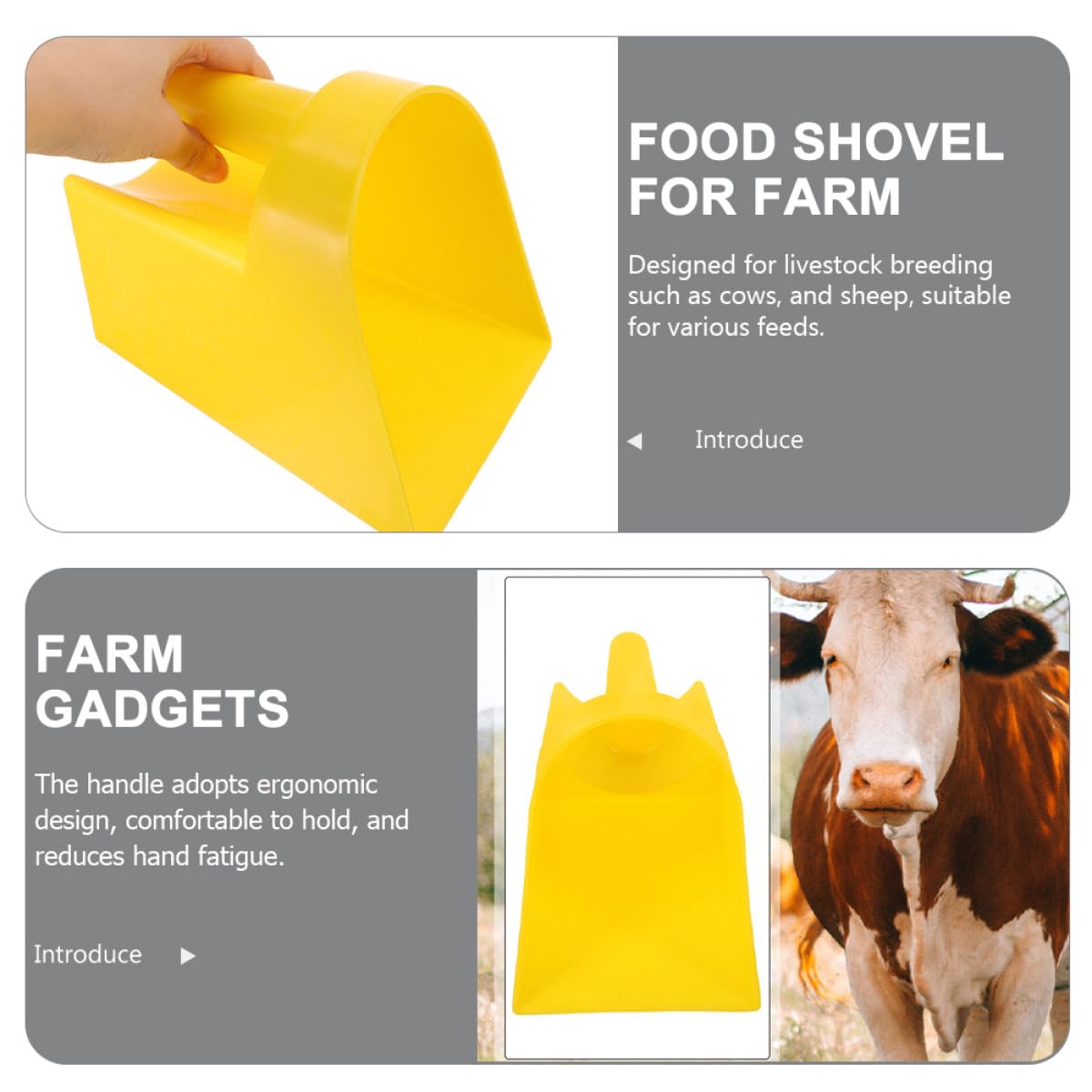 iplusmile Futterschaufeln Ergonomisches Design 2 Stück Kunststoff mit Flachem Boden Leicht zu Reinigen und für Viehzucht und Landwirtschaft
