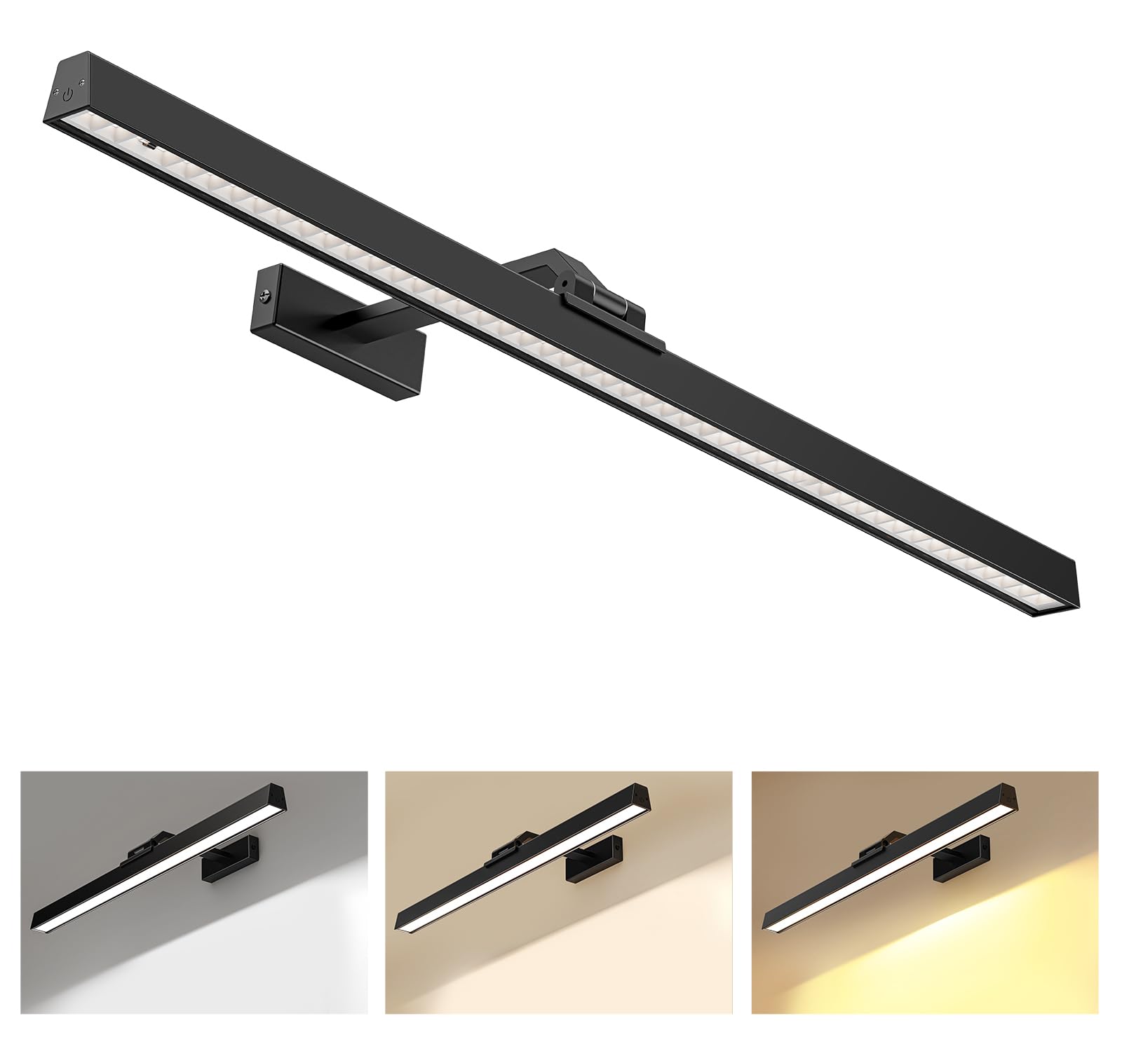 Picture Lights for Wall, Battery Operated Picture Light 24in Gallery Light for Paintings CCT Dimmable Recharging Battery Wall Light with Remote Control for Living Room Gallery Dartboard