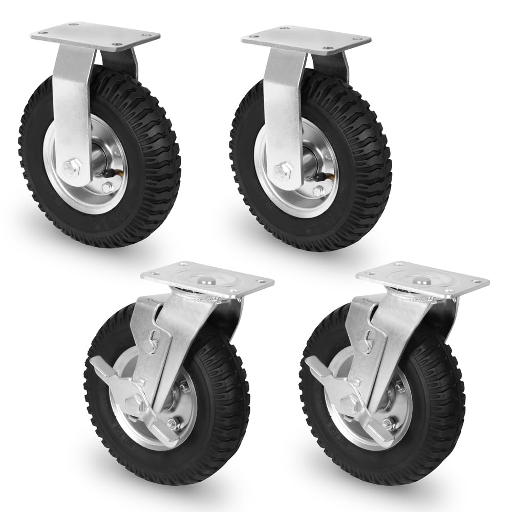 VONROC Roues Pneumatiques pour Chariot TT503XX – Set 4 Roues Gonflables – Absorption Chocs & Vibrations – Upgrade Premium Chariot 300 kg