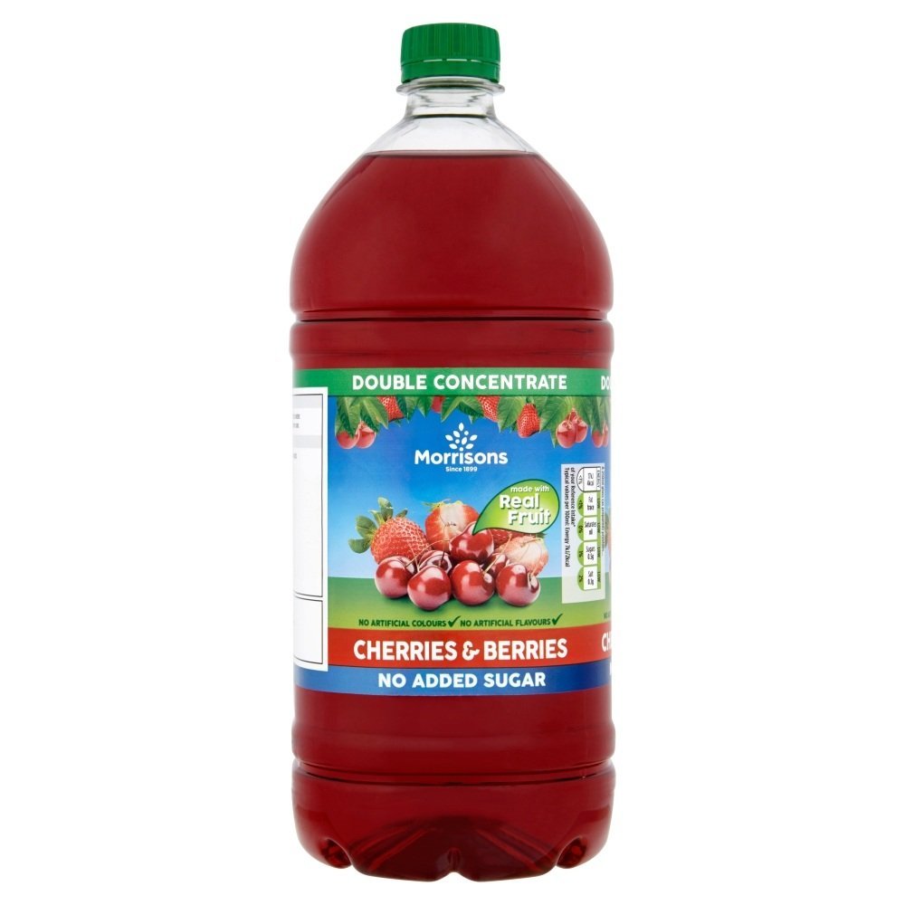 Morrisons Cherry & Berry No Added Sugar Squash Double Concentrate 1.5 litre
