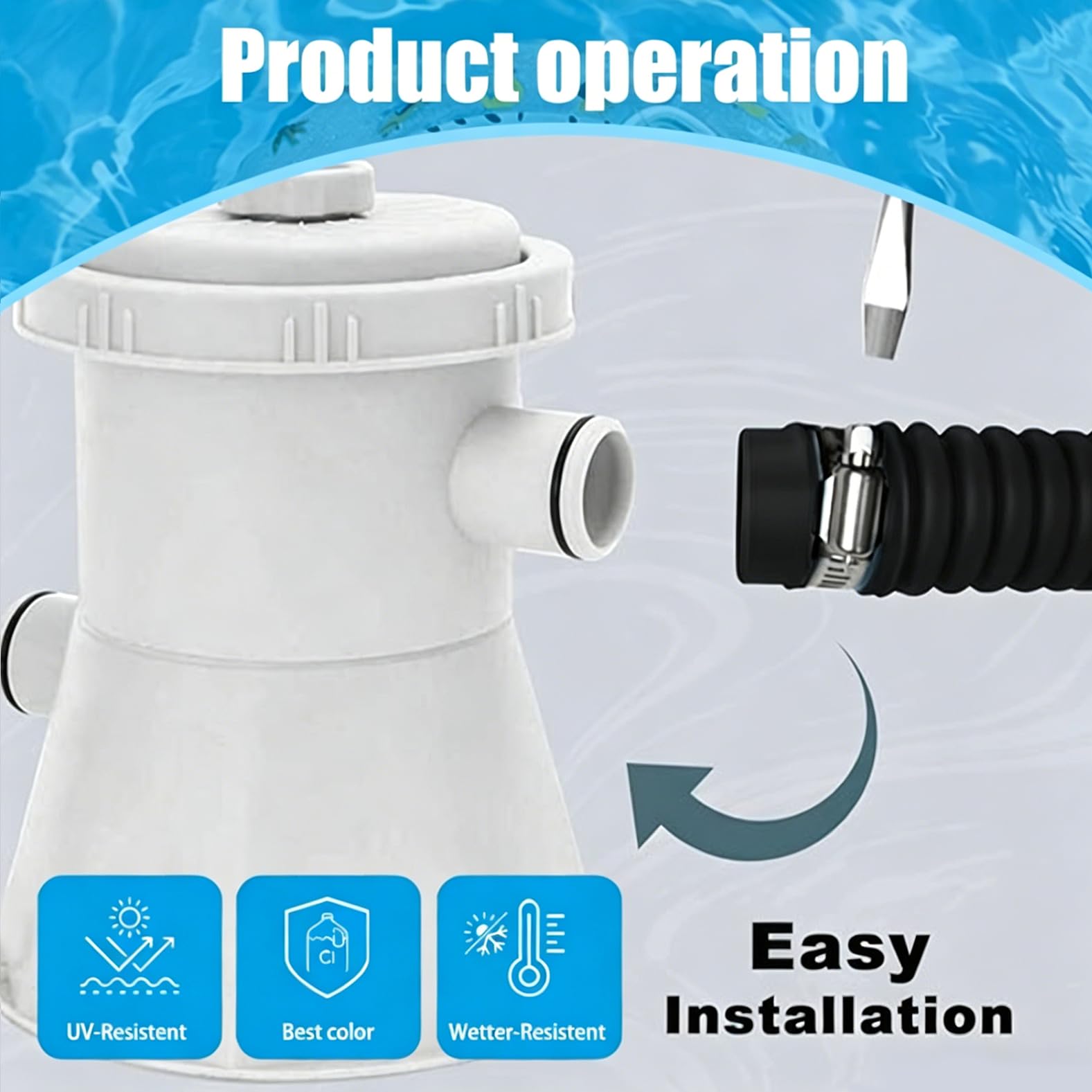 2pcs tuyaux de piscine noir de 32 mm pour pompes de piscine avec 4 clips de sécurité et 1 raccord de tuyau, tuyau de piscine de 150 cm et 32 mm, pour pompe à filtre et piscine