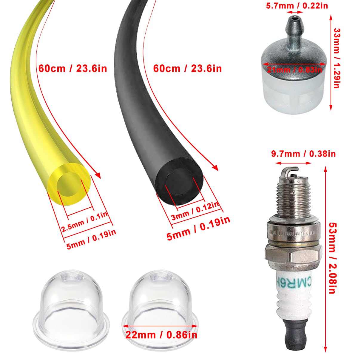 ZAMDOE Kit de carburateur pour Stihl HS81 HS81R HS81RC HS81T HS86 HS86R HS86T Taille-haie, remplace C1Q-S225, 4237 120 0606, 4237 120 0618, avec Joint Bougie d'allumage Filtre à Carburant