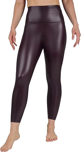 Miniatura 3 de 90 Degree By Reflex Leggings de tobillo de piel sintética con forro polar de cintura alta y cintura alta