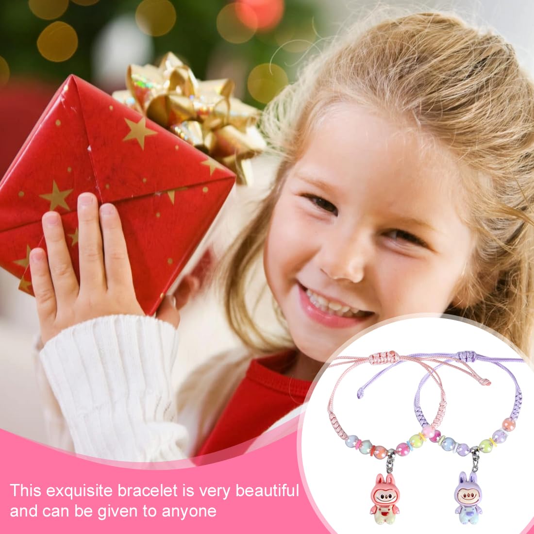 Bracelets tressés réglables cartoon mignon pour filles enfants