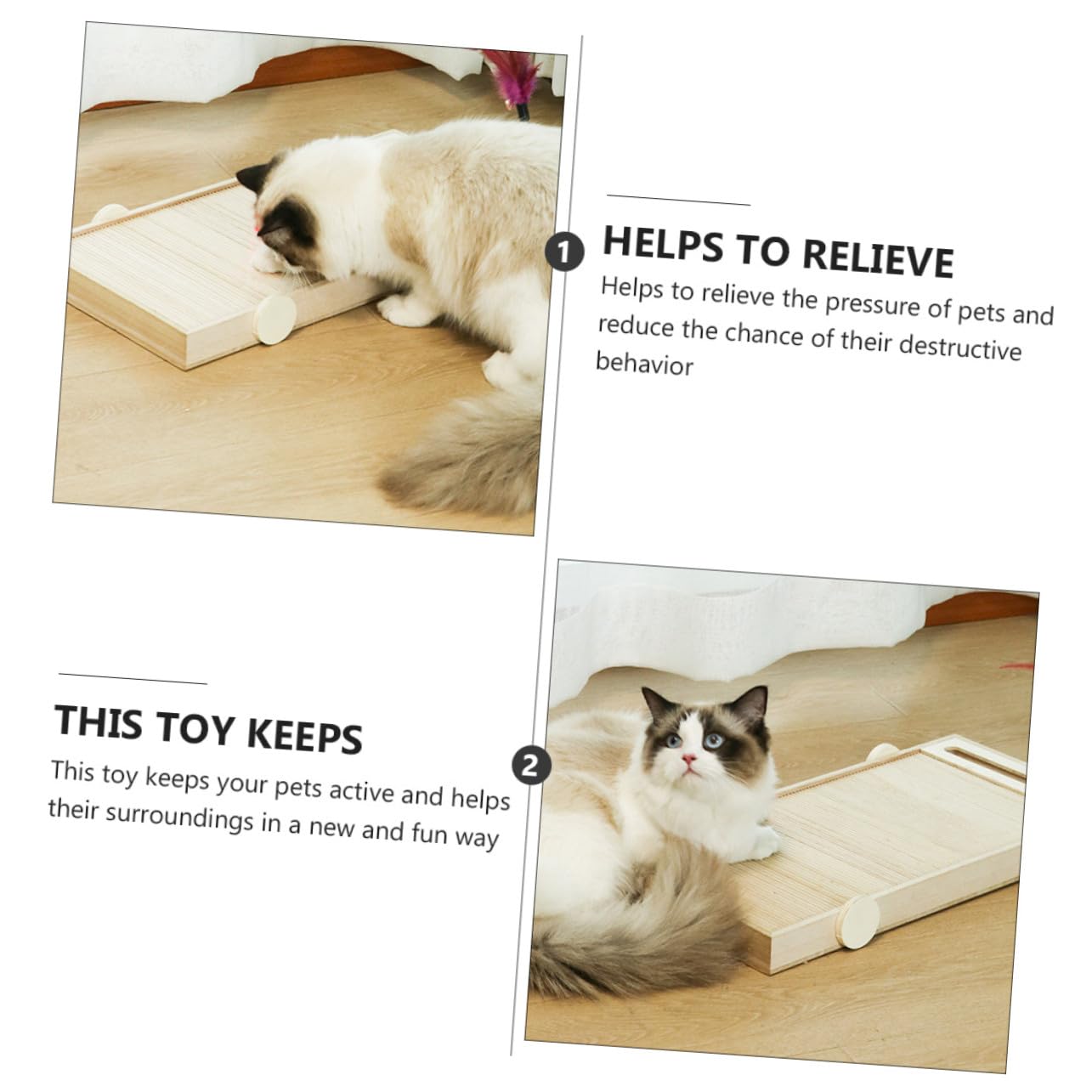 Tiragraffi in Legno per Gatti Resistente e Multifunzionale, Protegge Divani e Mantiene Attivi i Gatti, Accessorio per Giochi Stimolanti in Articoli per Animali Domestici