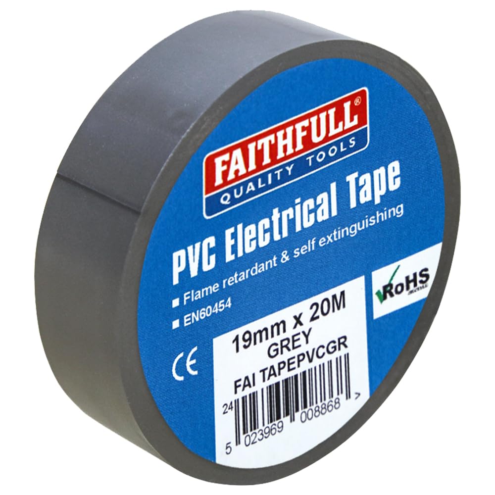 Faithfull FAITAPEPVCGR PVC Electrical Tape 19 mm x 20 m - Grey