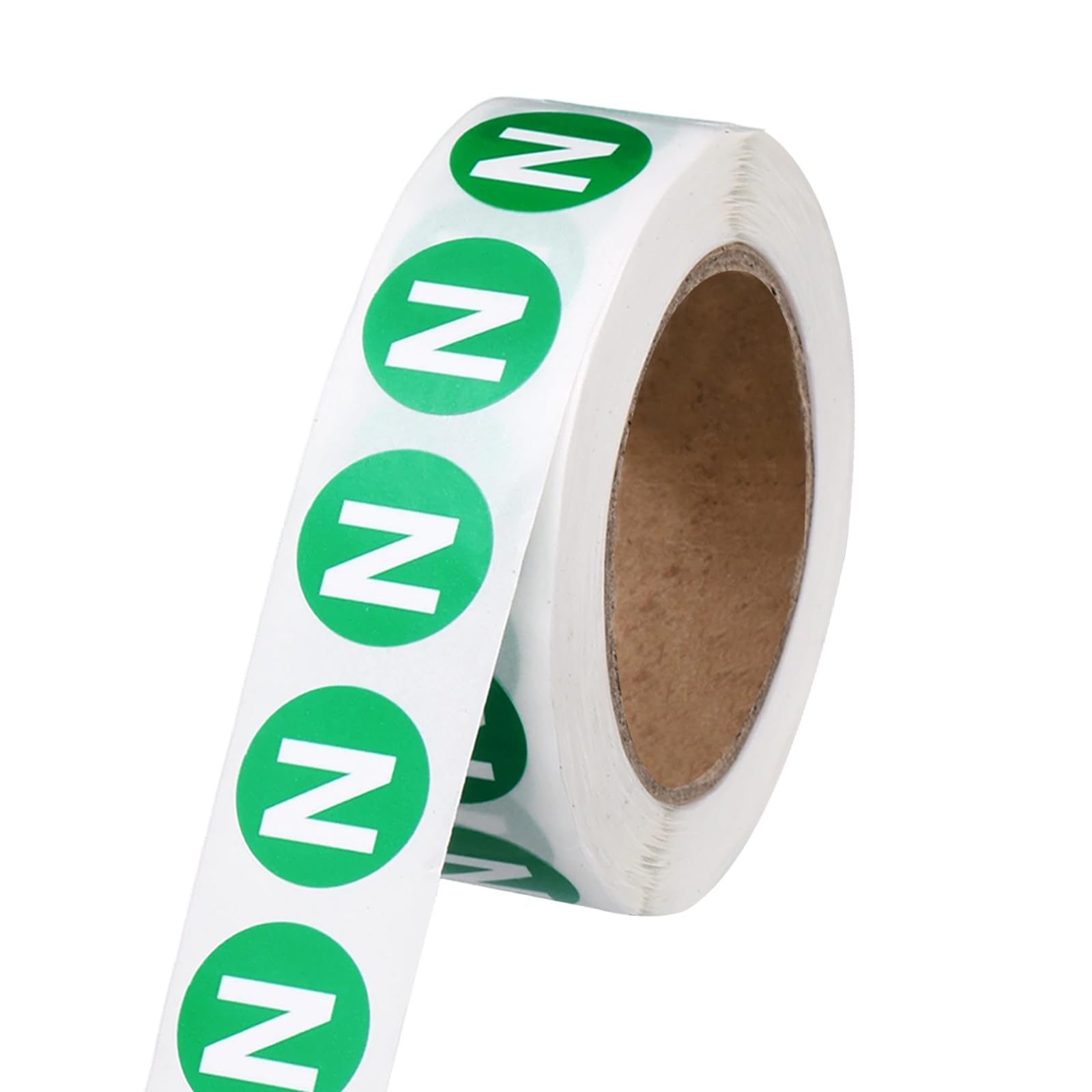 PATIKIL 0.6" Letter Stickers, 600Pcs Alphabet Stickers Letter N Round Labels Small Vinyl Self Adhesive Label Circle Decals 1 Roll Capital Initial for Office Home Organize Inventory, Green