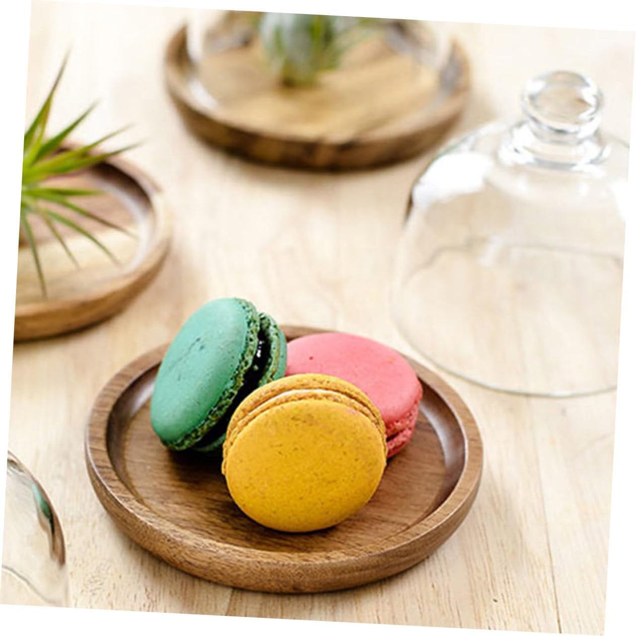 3sets Mini Dessert Plate with Glass Cover Display Tray for Cakes Cupcakes and Treats for Parties and Events