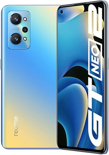 realme GT Neo 2 Smartphone, Processore Qualcomm Snapdragon 870 5G, Display AMOLED E4 120 Hz, Ricarica SuperDart da 65W, Tripla Fotocamera da 64MP, Dual Sim, NFC, 8GB+128GB, Blu NEO