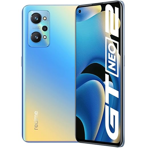 realme GT Neo 2 Smartphone, Processore Qualcomm Snapdragon 870 5G, Display AMOLED E4 120 Hz, Ricarica SuperDart da 65W, Tripla Fotocamera da 64MP, Dual Sim, NFC, 8GB+128GB, Blu NEO