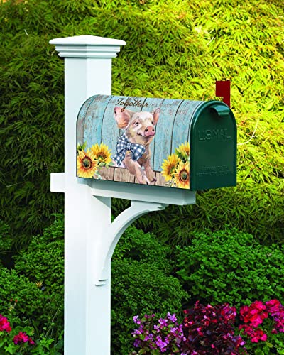 Farmhouse Animal Pig Blue Wood Grain Mailbox Covers Magnetic Standard Size,Decorative Post Letter Numbers Box Wrap Decoration Covers Accessories For Garden Yard Décor,Sunflower Inspirational Quote #TOP3
