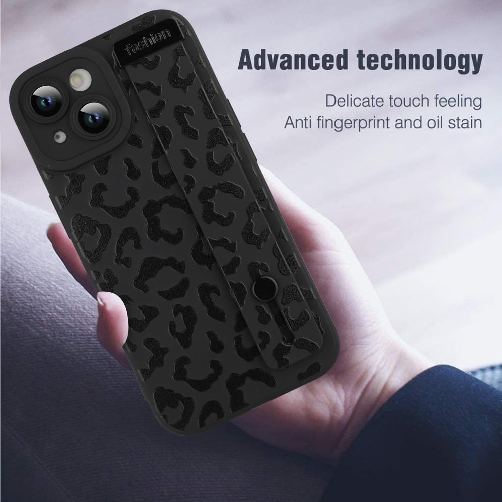 MOWIME Compatible with iPhone 14 Plus Case with Strap Wrist, Cheetah Print Shockproof Soft TPU Protective Cover for Women Girls, Slim Anti Scratch Case for iPhone 14 Plus 6.7 Inch, Black - Image 8