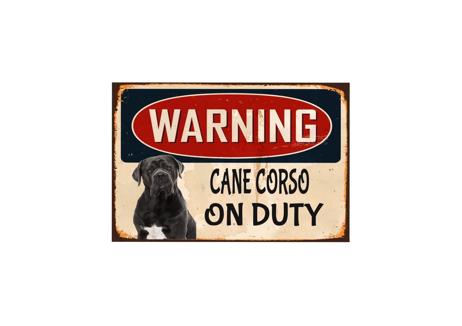 Biopracess Metalpostera4068 Vintage Metal Dog Sign Warning Cane Corso On Duty 8X12 Inches