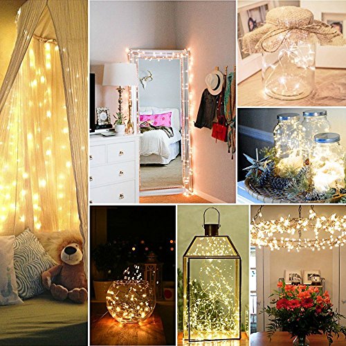 Led String Lights,2 Pack 16Ft Led Rope Lights Battery Operated With Remote Timer 8 Mode Dimmable Fairy Lights Waterproof Lights For Outdoor Home Thanksgiving Christmas Decor-Warm Light #TOP4