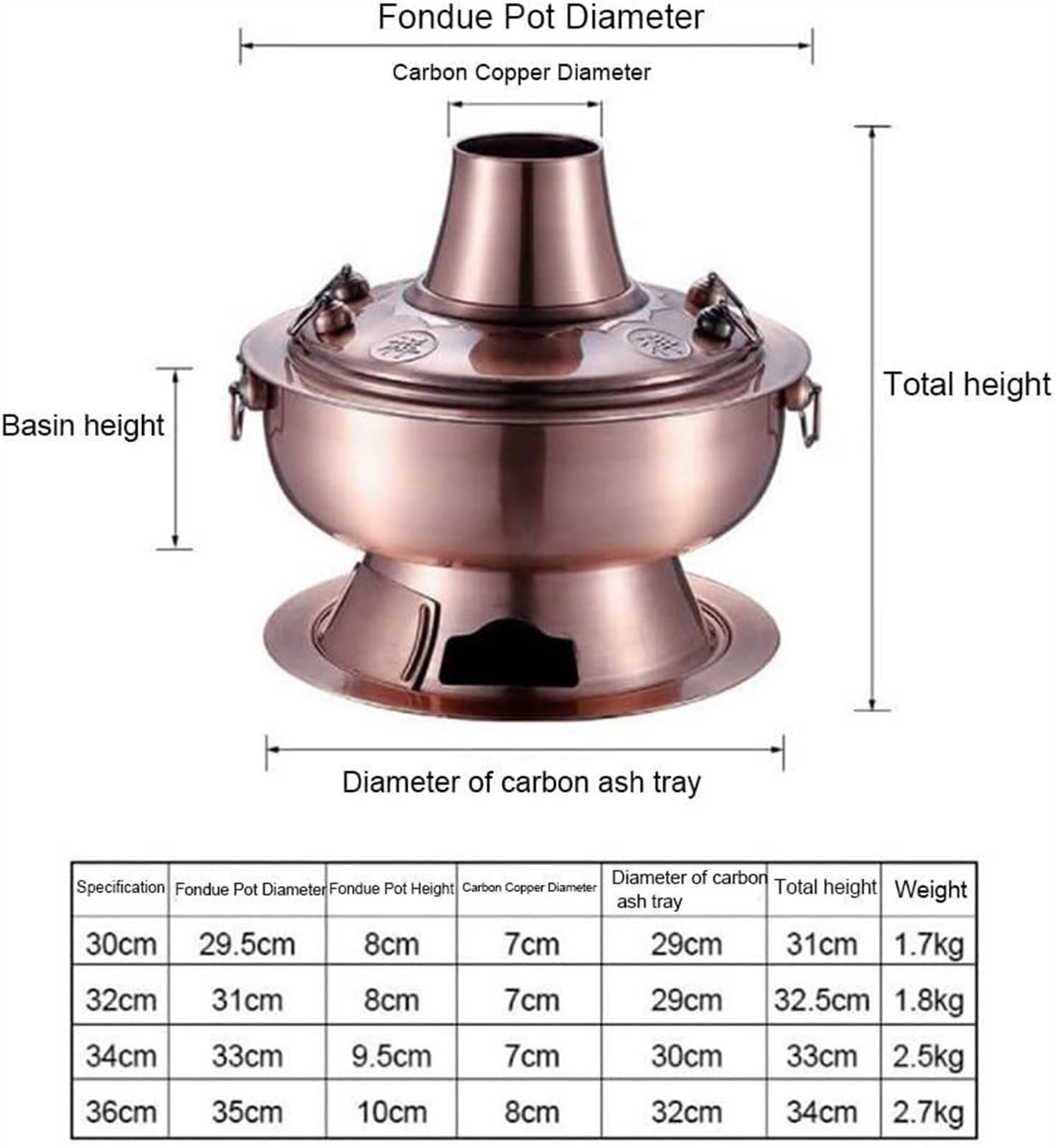 Olla Portátil para Camping Olla Caliente De Acero Inoxidable Antigua Beijing, Calentada con Carbón, Adecuada para Cena Familiar Cenas Picnics Restaurantes Y Buffets(A,34cm)