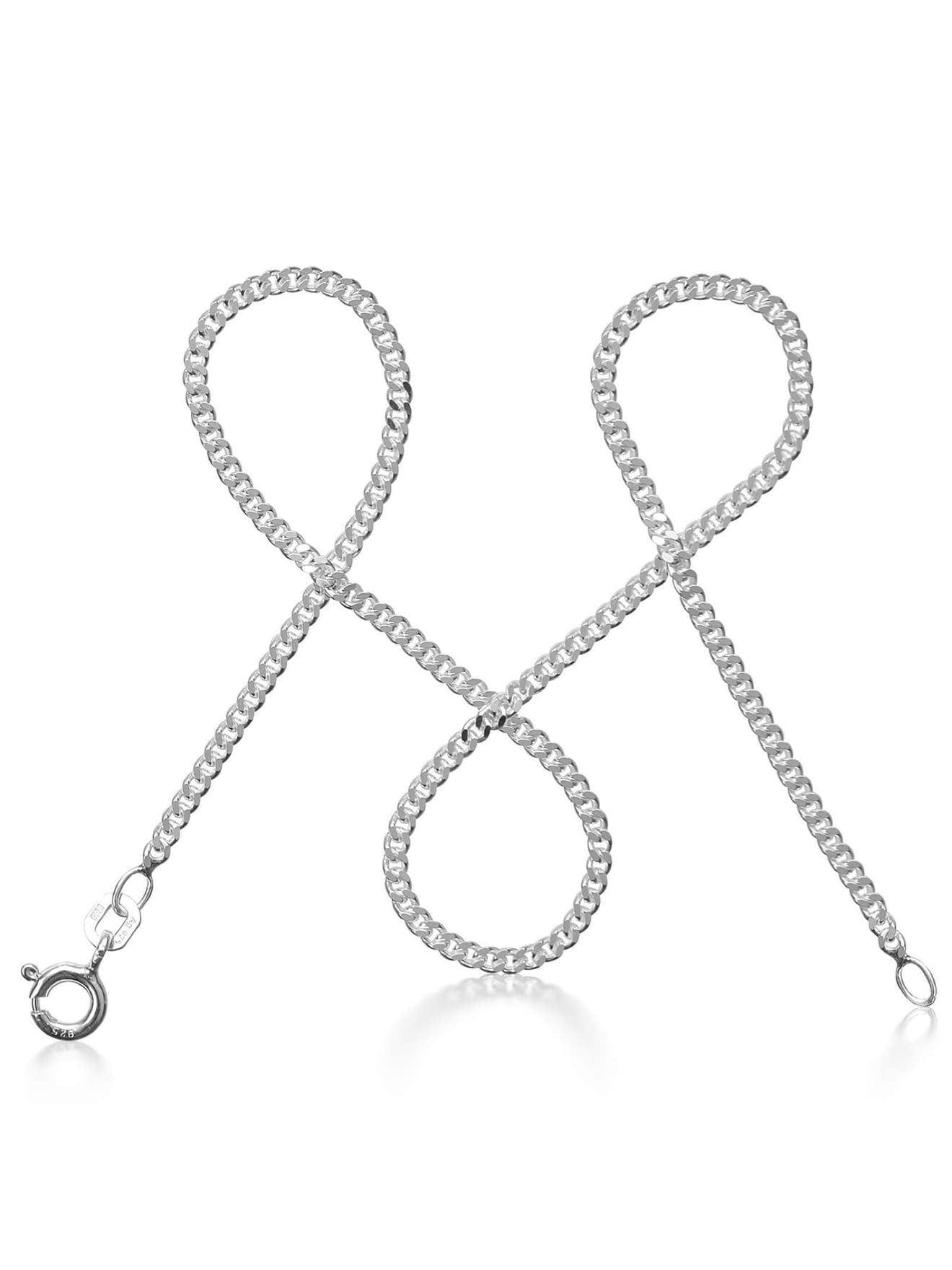 modabilé Panzerkette Damen Halskette aus 925er Sterling Silber (35cm-90cm lang 2,1mm breit) Silberkette 925 ohne Anhänger Silberne Kette für Frauen