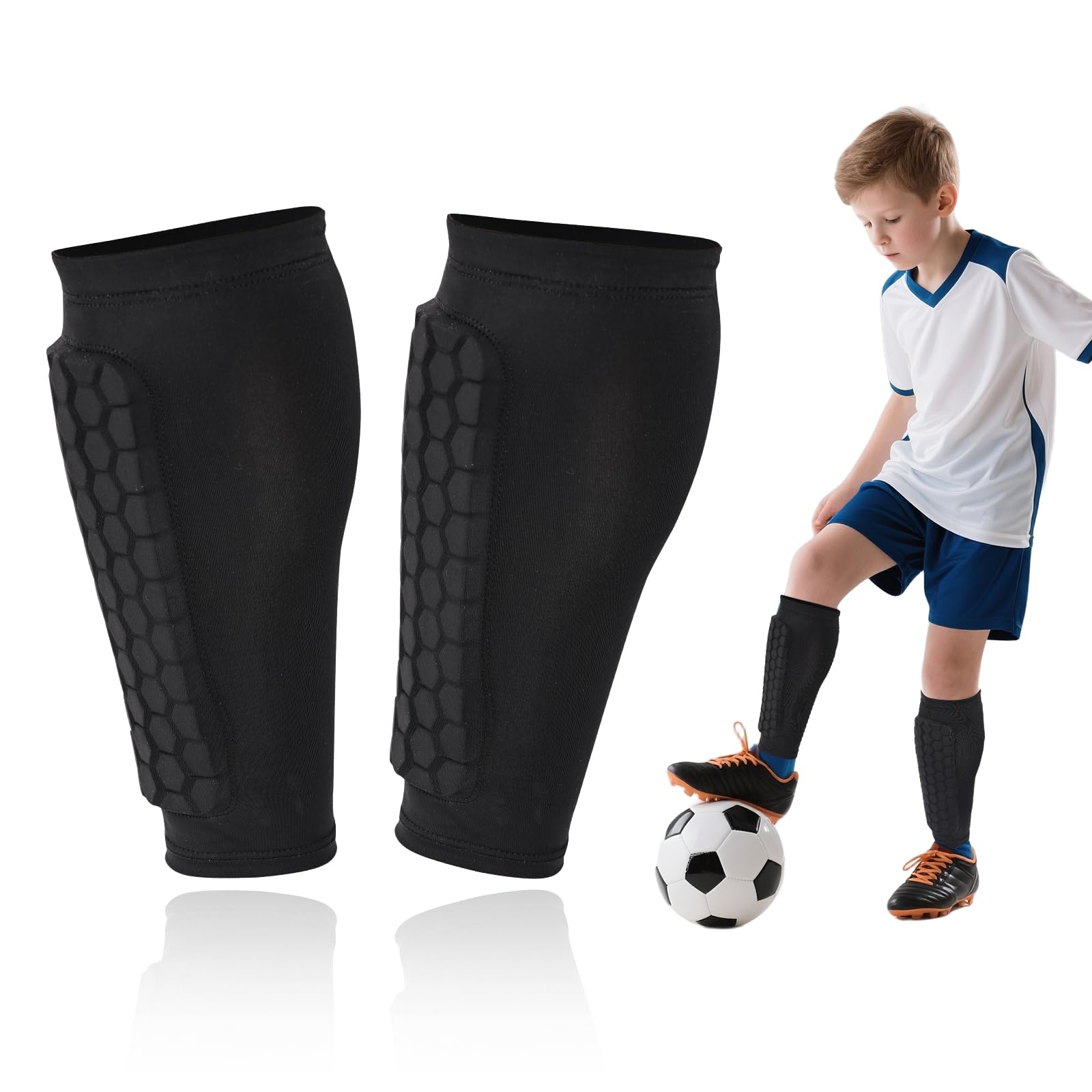 1 Pares Espinilleras de Fútbol, Espinilleras Futbol Niño, Espinilleras Caneleiras Futebol Criança, Mini Espinilleras para Hombres, Mujeres y Jóvenes, Transpirable y Antideslizante (Negro)