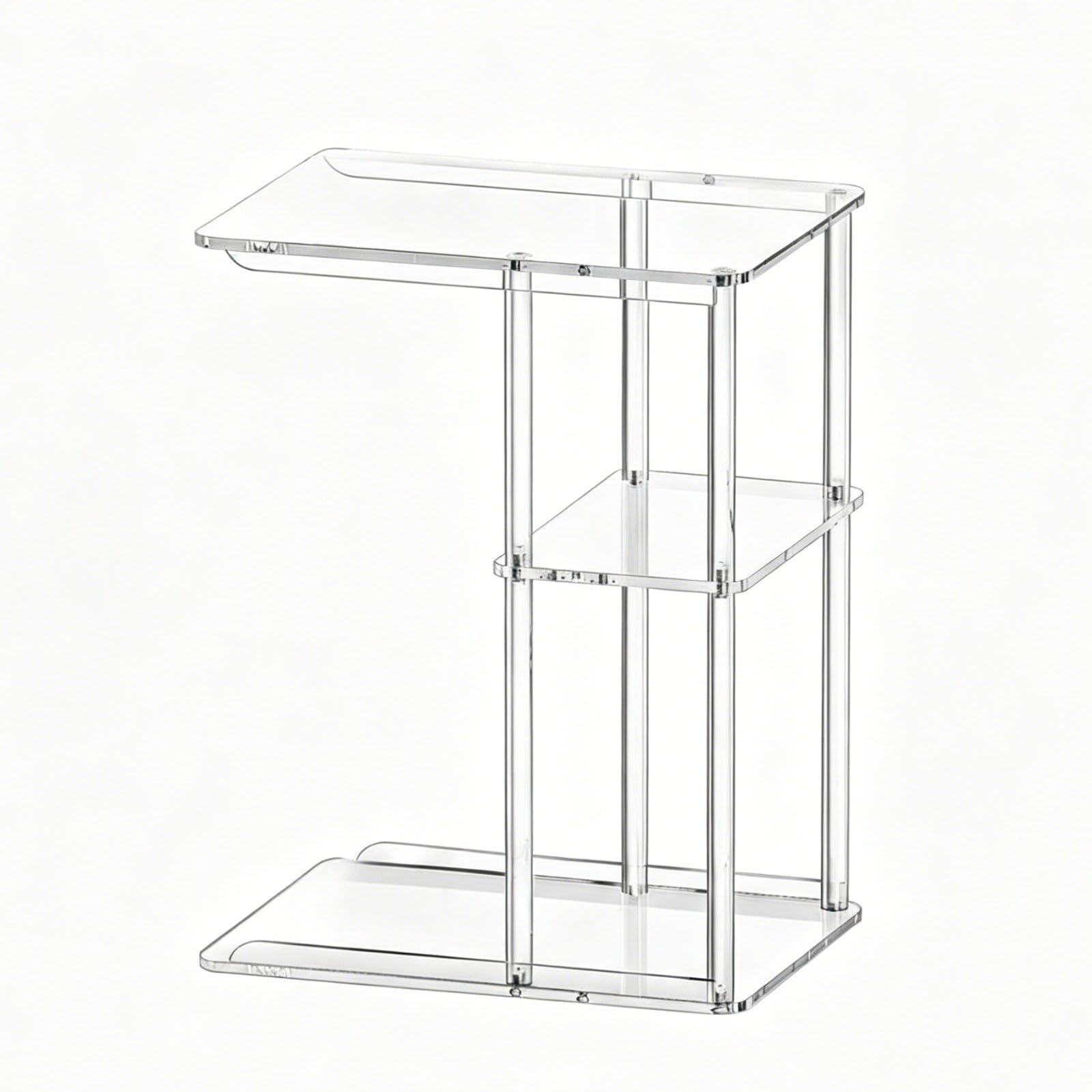 Mesa en forma C acrílica colorida transparente, mueble pequeño auxiliar de noche para dormitorio