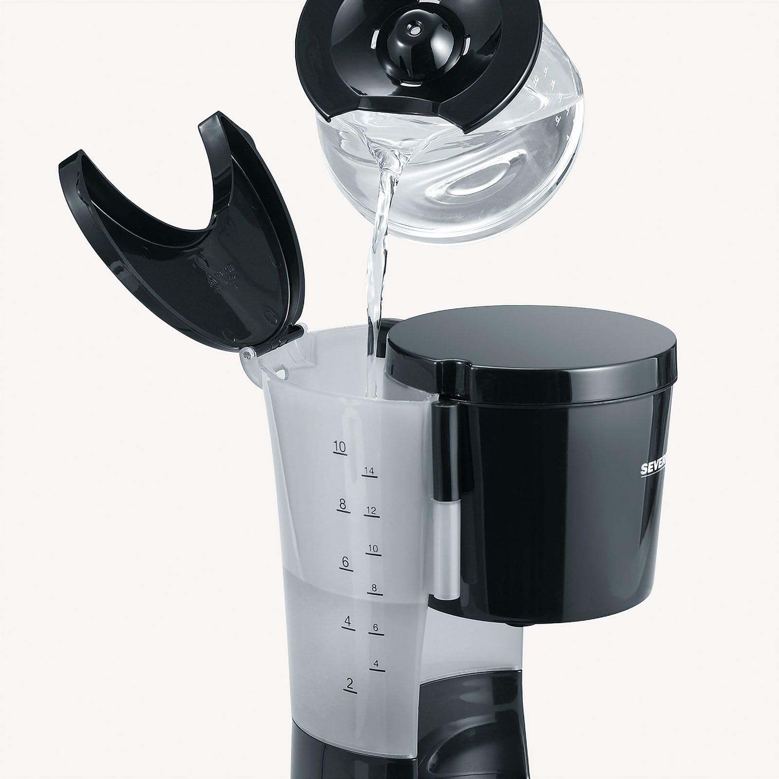 SEVERIN Macchina per Caffè Americano con Caraffa in Vetro, Caffettiera a Filtro fino a 10 Tazze, Piastra Riscaldante, Utilizzo Semplice, 800 W, Nero - KA 4479